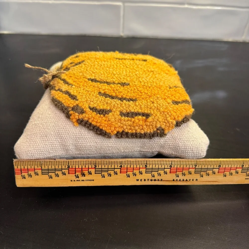 Handmade Pumpkin Punch Needle Pillow Small Orange Fall Farmhouse Decor